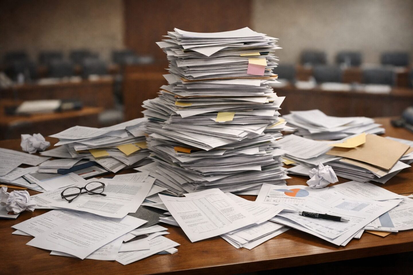 議案の書類の山イメージ