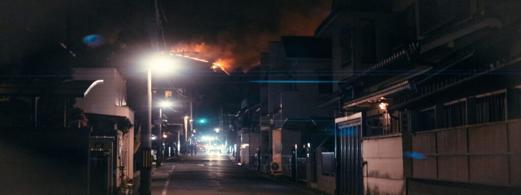 帰り道からの若草山焼き