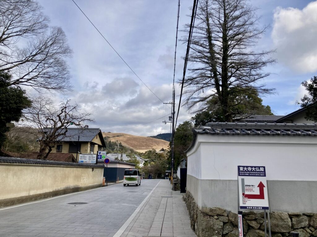 依水園前からの若草山眺望